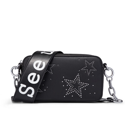 

Golf GOLF Messenger bag female fashion double zipper shoulder bag ladies dual-use wide shoulder strap star female bag sweet lady small square bag B8BV41988J red