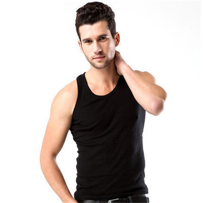

Mens vest solid color monotonous youth casual sports bottoming shirt trend personality shoulder width vest cool