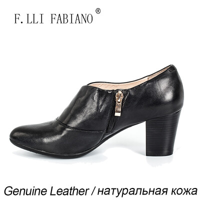 

FLLIFABIANO SpringleWinter Womens Leather Shoes Mid-heeled Low-cut Upper Shoes for Women Simple Style Thin Shoes YM14612-9-1