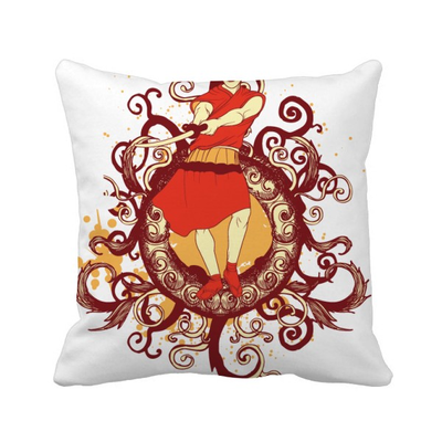 

Japan Red Samurai Sword Illustration Square Throw Pillow Insert Cushion Cover Home Sofa Decor Gift