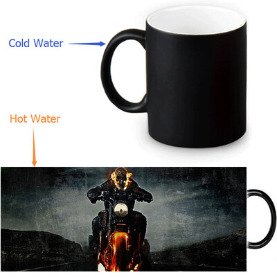 

GHOST RIDER 350ml/12oz Heat Reveal Mug Color Change Coffee Cup Sensitive Morphing Mugs Magic Mug Milk Tea Cups