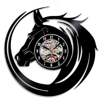 

Horse Gift Animal Vinyl Record Wall Clock Birthday Gift for Kids Childrens Room Decoration