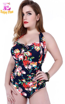 

XXL 3XL 4XL 5XL chest 90-124cm new summer one piece swimsuit women big size push up sexy swimwear flower print triangle