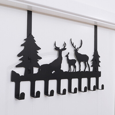 

Yuhuaze mute nail-free seamless door hook hook enhanced version can be hanged stickers widened 8 hook hanger hanger coat rack storage rack