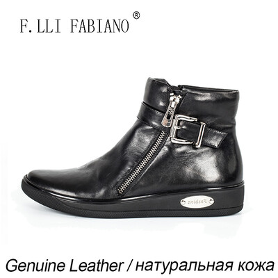 

Winter Women Leather Shoes Simple Style Wedges Heel with Leather Buckle Warm&Protect Ankle Shoes