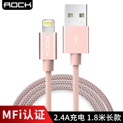 

Rock (ROCK) MFI Certified Apple Data Line Быстрая зарядка мобильного телефона Зарядный кабель для Apple iPhone X / 10/8 Plus / 7 / 6s / SE / 5 / iPad 1.8m Розовое золото