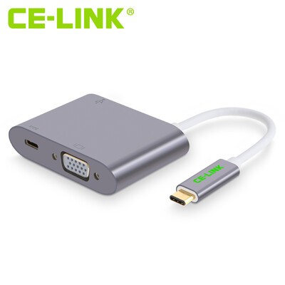 

CE-LINK Type-C to VGA Converter USB-C31 Adaptor Adapter Conversion Line Apple Mac Laptop Expansion Dock TV Projector 1101