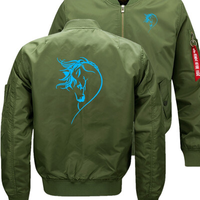 

Fluorescent luminous auspicious horse Bomber Flight Flying Jacket Winter thicken Warm Zipper Men Jackets Anime Mens Casual Coat