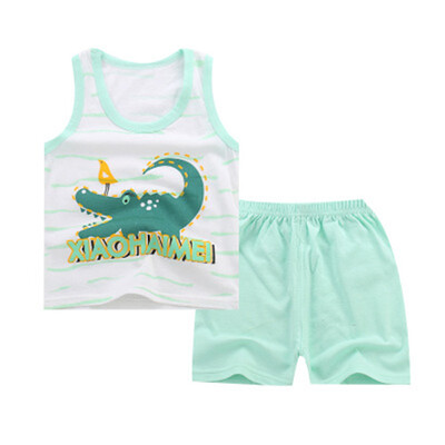 

Summer Baby Clothing Set Cartoon Boys Girls Children Clothes Set Sport Infant Kid Suits Tracksuits Cotton Vest Pants