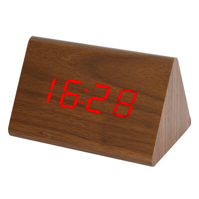 

Compas Compas Alarm Clock Creative Alarm Control Electronic Clock LED Night Light Silence Temperature Wood Clock HX-0813 Bamboo Wood Red Word