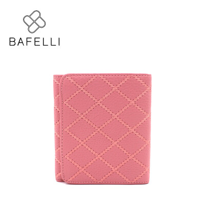 

BAFELLI genuine leather short wallet hand-stitching portefeuille femme pink hasp cowhide short standard women wallets