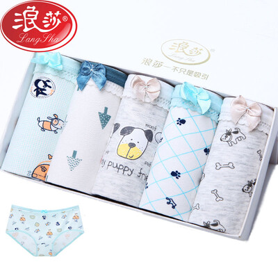 

Langsha Ms underwear cotton cartoon cute young girl girl female middle waist triangle shorts student pants breathable seamless printing school garden wind 5 loaded 8107 mixed color XL