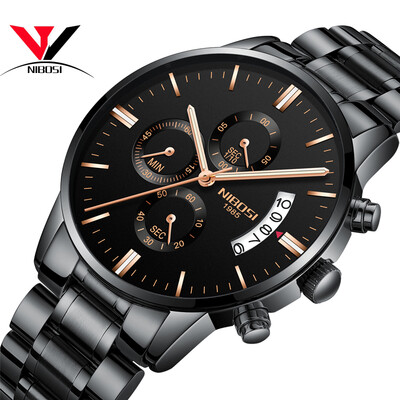 

2018 NIBOSI Gold Quartz Watch Top Brand Luxury Men Watches Fashion Man Wristwatches Stainless Steel Relogio Masculino Saatler