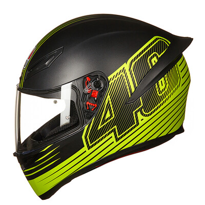 

AGV Helmet K1 TOP Four Seasons Universal Wide Angle Ventilation Full Face Helmet Running Helmet Italy Motorcycle Racing Riding Helmet Matte Black Yellow EDGE 46 XL