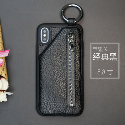 

Genuine Leather Phone Case For iPhone X Case Litchi Texture For iPhone 6 7 8 Plus Back Bag Cover lanyard desgin