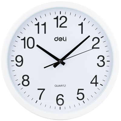 

Deli 8948 fashion bright color office home wall clock three-dimensional digital clock round circle φ33cm white
