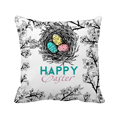 

Happy Easter Religion Festival Egg Nest Square Throw Pillow Insert Cushion Cover Home Sofa Decor Gift