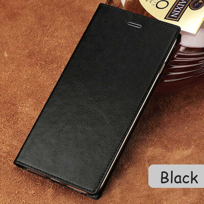 

Genuine Leather flip Case For iPhone 6 7 8 Plus X Oil Wax Leather Suction cup phone cover