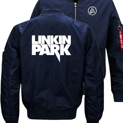 

Linkin Park print Bomber Flight Flying Jacket Winter thicken Warm Zipper Men Jackets Anime Mens Casual Coat