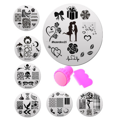 

10Pro Style Nail Art Stamping Stamp Plates 1pcs Stamper Scraper Set 55cm Round Manicure Nail Stamping Image Plates