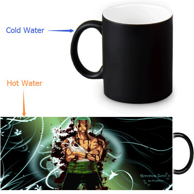 

One Piece Zoro 350ml / 12oz Heat Reveal Mug Color Change Чашка кофе Чувствительные морфинговые кружки Волшебная чашка для чайных чашек