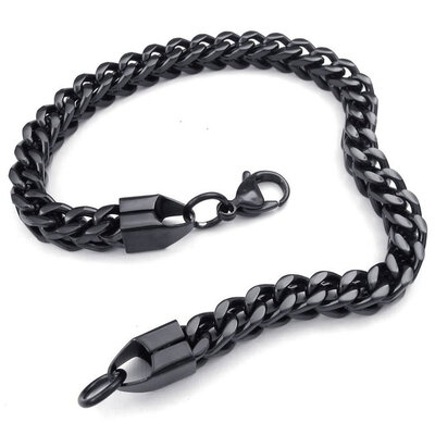 

Hpolw Mens black Stainless Steel Lobster clasp Bracelet&Biker Spiral shape deft design Bracelets