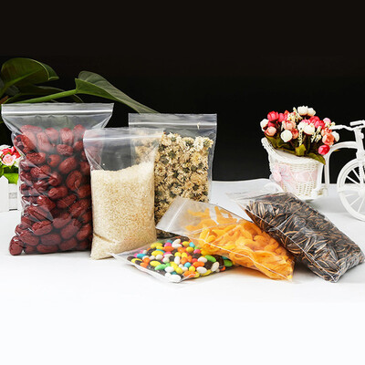 

Youjialiangpin Transparent red edge Ziplock bag sealed bag Food packaging bag Seal pocket PE bag 1217CM 300