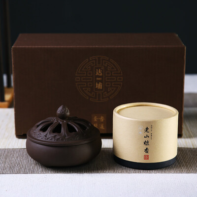 

Dapu dapu Laoshan sandalwood 4 hours home incense purple sand dish incense burner set Buddha incense indoor deodorant