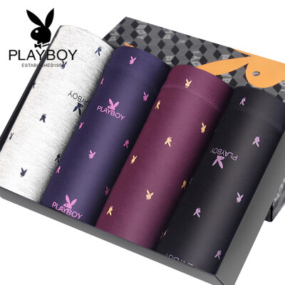 

Playboy Panties Mens Boxer Mens Underwear Ice Silk Sexy Breathable u Convex Waist Elastic Mens Corner Shorts Head 4 Pack 5596b Multicolor L