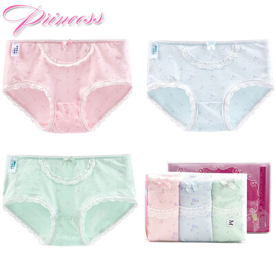 

Ai Lier Aurora Girl Underwear Female Student Middle Lace Fabric Girl Underwear Ms Sexy Briefs 3 Pack K8037