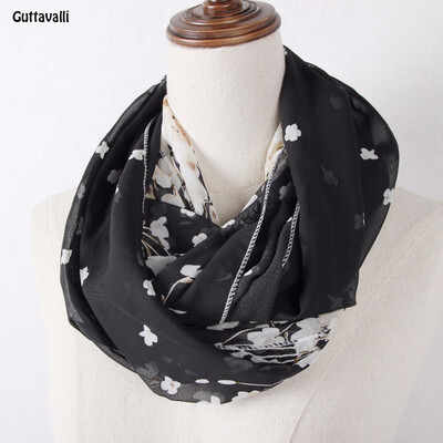 

Guttavalli Women Fresh Geometric Ring Shawl Lady Romantic Stripes Small Flowers Loop Scarf Soft Chevron Leopard Infinity Scarves