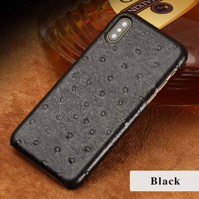 

Genuine Leather Phone Case For iPhone X Case Ostrich Texture Back Cover For 6 6S 7 8 Plus Plus Case