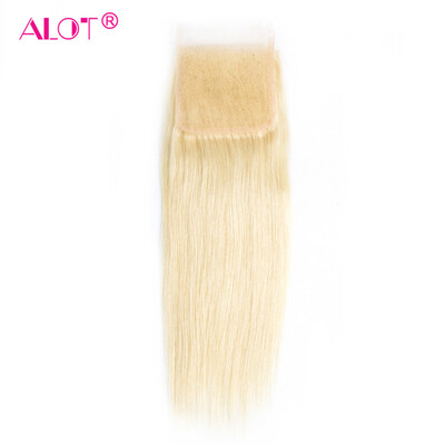 

ALOT HAIR Перуанский 613 Blonde Lace Closure Straight Human Hair Closure 4 * 4 Free Part With Baby Hair 10-20 дюймов Бесплатная доставка