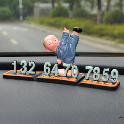 

YUECAR car temporary stop sign stereo small monk phone number mobile car stop sign kung fu models - one fly