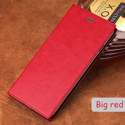 

Genuine Leather flip Case For Samsung S6 S7 S8 Plus Note 8 Oil Wax Leather Suction cup phone cover