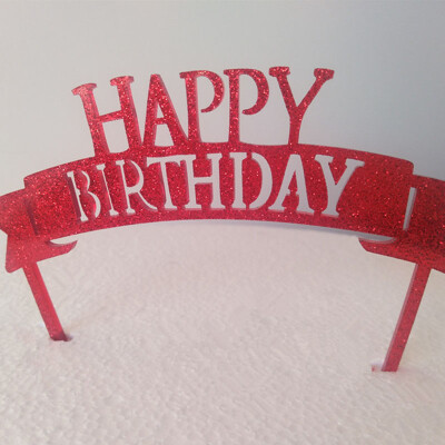 

MEYA Glitter Red Birthday Cake Toppers Crown Red Glitter Acrylic Cake Topper For Birthday Party Decor Supplies