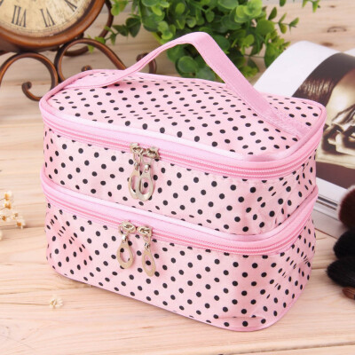 

Hanging Dot Zip Cosmetic Bag Makeup Pouch Travel Toiletry Organizer Handbag Pink