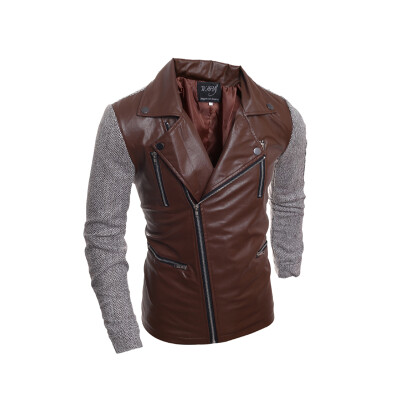 

Zogaa New Men' Leather Clothing Fashion Color Matching