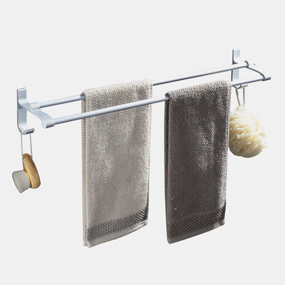 

Rich space aluminum double towel rack free punching bathroom towel rack rack
