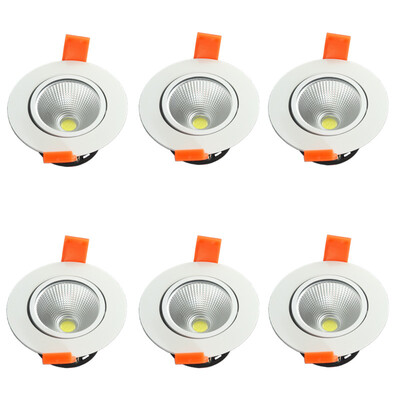

6pcslot 3W Pure White Dimmable LED COB chip downlight dimmer Recessed white led lamp epistar LED Ceiling light Spot Light ceiling