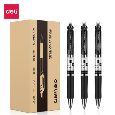 

Deli deli 30 black 05mm classic office push-type gel pen pen bullets pen 33489
