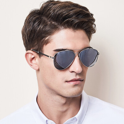 

Blue Bluekiki polarized sunglasses mens fashion frog mirror color film trend sunglasses driver driving mirror male 5015 silver frame white mercury