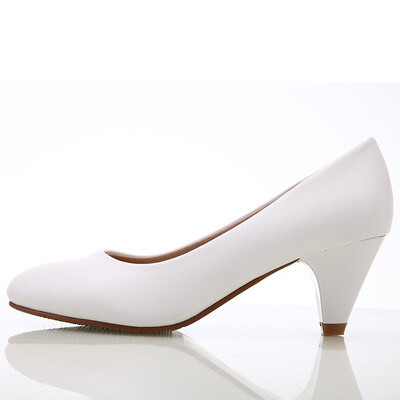 

YALNN Concise OL Women shoes leather 5cm med High Heel Shoes Classic White Pumps Office Girls Shoes