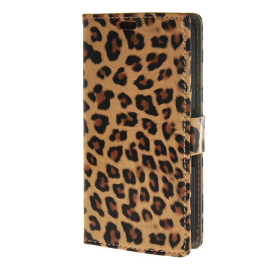 

MOONCASE Leather Leopard Style Card Slot Wallet Bracket Back Case Cover for Sony Xperia E4g Leopard