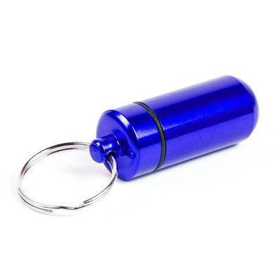 

1PCS Aluminum Pill Box Case Medicine Bottle Holder Container Keychain Waterproof BLUE