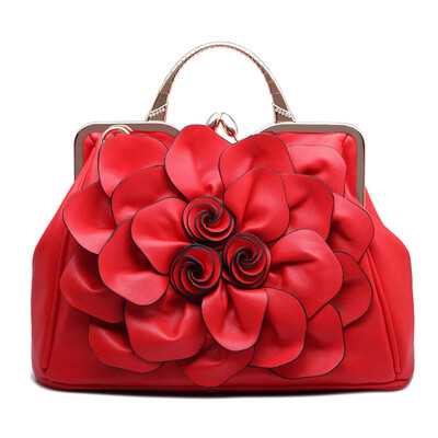 

Brand new women leather bag fashion leisure wild shoulder bag rose flowers pattern messenger bag ladies tote bags