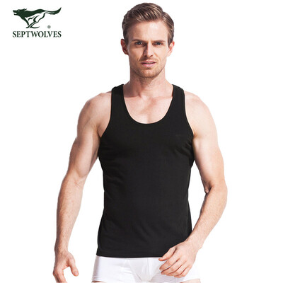 

Jingdong supermarket] seven wolves SEPTWOLVES men's vest men's cotton two-finger vest home service bottoming shirt calm gray  (170/95) (4055