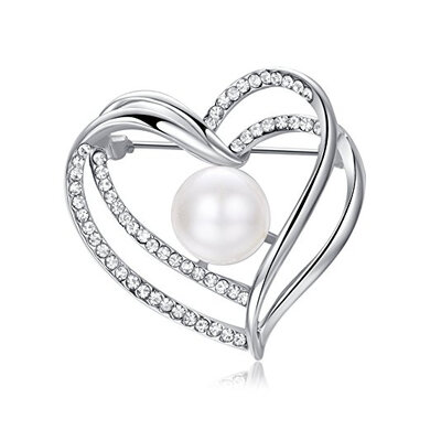 

Yoursfs Heart Brooch For Women Cluster Micro Pave Clear Austrian Crystal Love Heart Brooch Pin