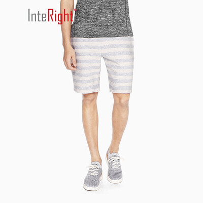 

INTERIGHT casual shorts mens knit striped elastic shorts gray white M