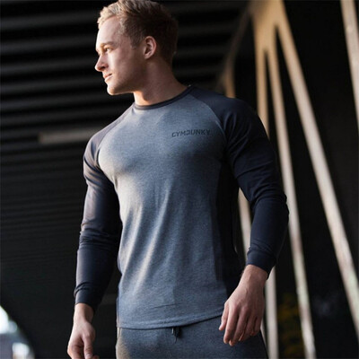 

Muscle Dr brothers mens autumn&winter new fitness sports outdoor training tight long-sleeved sets of T-shirt